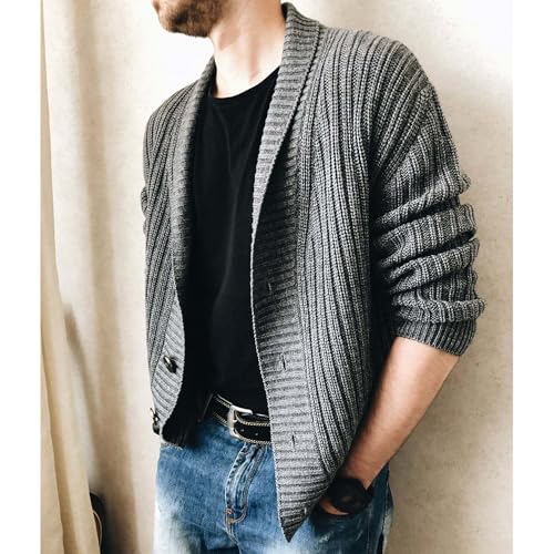Men Shawl Collar Color Block Cardigan Sweaters Shawl Collar Long Sleeve Cardigan Knit Cardigans Sweater for Men3