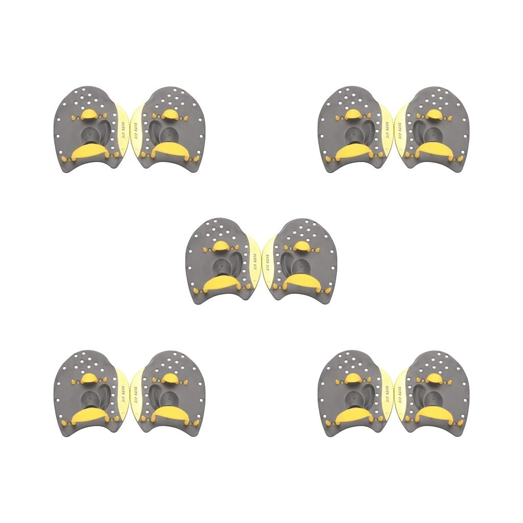 Lot de 5 pagaies plates professionnelles pour entraînement de natation Jaune Taille M