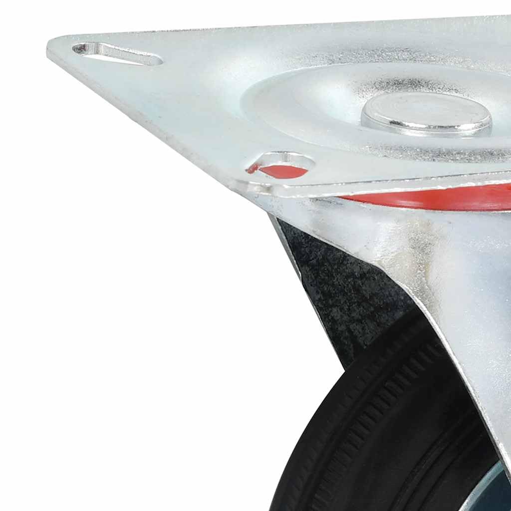 12 ruedas giratorias de goma de 100 mm con marco de hierro revestido de zinc para taller carro de transporte y plataforma, silencioso, resistente a los arañazos, soporta hasta 70 kg, ideal