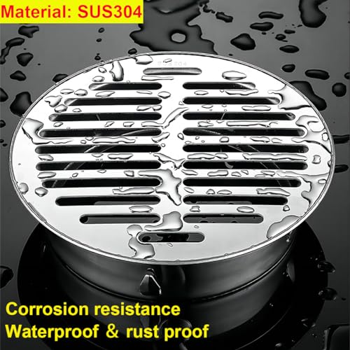 Qrity Abnehmbarer Bodenablauf, 304 Edelstahl Antiblockierender Dachablauf, Bodenablauf Dusche, Bodenablauf für den Außenbereich (110 Flacher Mund)