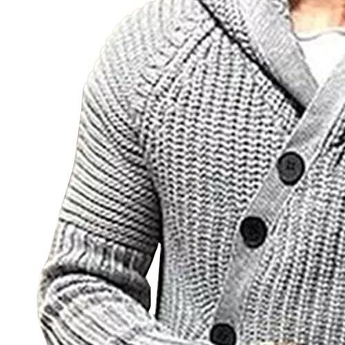 Men's Mid-Length Knitted Cardigan Ribbed Knit Sweater Pockets for Men Casual Cable Knit Hooded Cardigans3