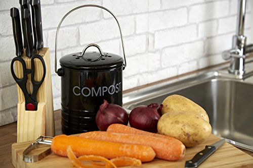 Premier Housewares Compostiera con Maniglia, Nero