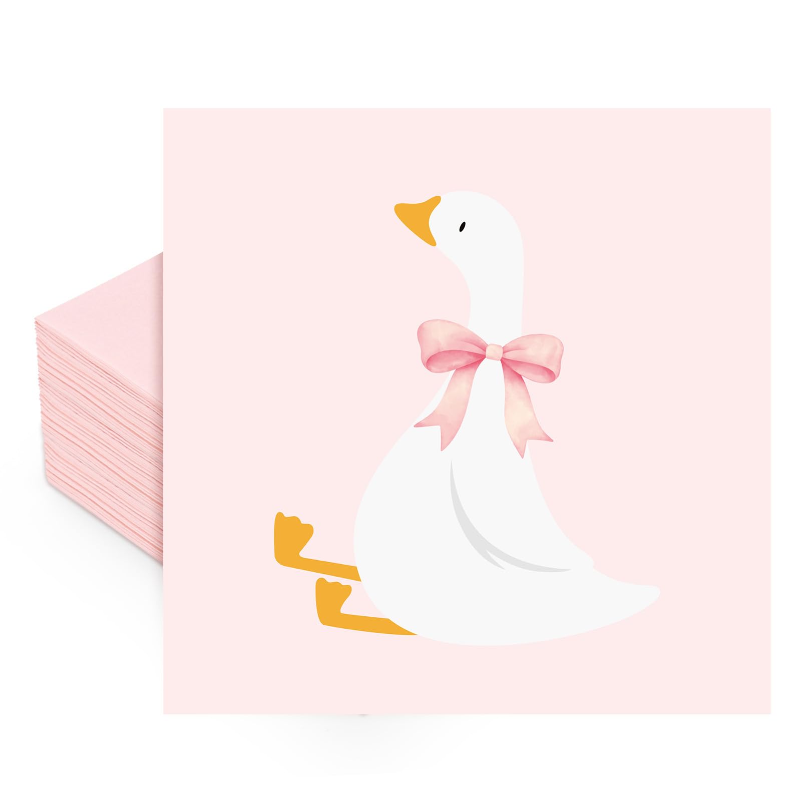 FYSUIMU 50 servilletas de papel de ganso tonto con lazo rosa, servilletas desechables para almuerzo, cena, para cumpleaños, baby shower, fiesta, suministros de mesa