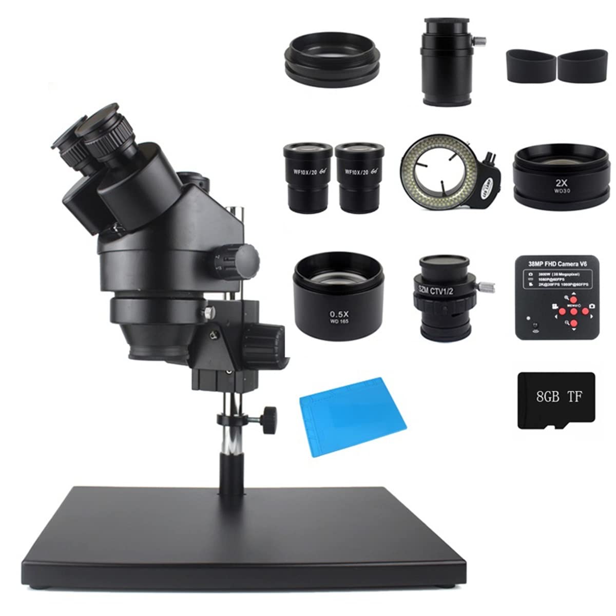 Microscope Accessories Kit 7X 45X Simul-Focal Trinocular Stereo Microscope USB Digital 1080P HDMI Camera Microscope Slides