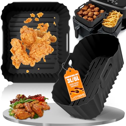 Accesorios para freidora de aire caliente, 2 unidades, molde de silicona para Philips Dual Basket Airfryer 3000 serie 6L/3L, molde de silicona para freidora de aire caliente, accesorios para freidora