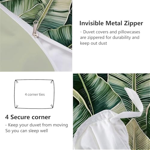 Parure de lit 140x200 imprimé 3D feuilles de palmier en microfibre rétro - 7