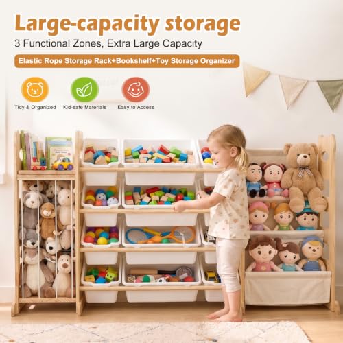 60.7" JUOIFIP Toy Storage Organizer w/ Bookshelf & Stuffed Animal Storage - image 5