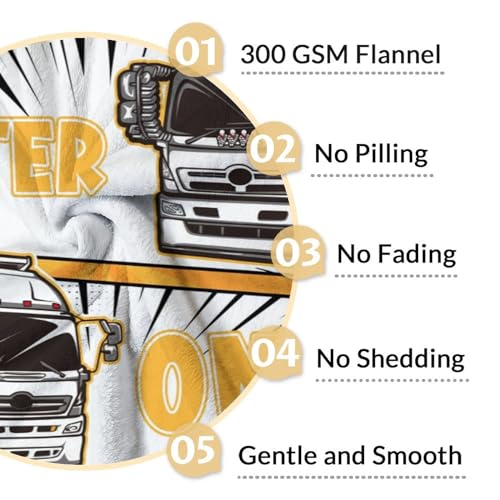 Truck Blanket Gifts - 60x80 Inches Funny Throw Blanket for Boys & Kids - Black Soft Fuzzy Car Blankets for Bed, Couch & Living Room