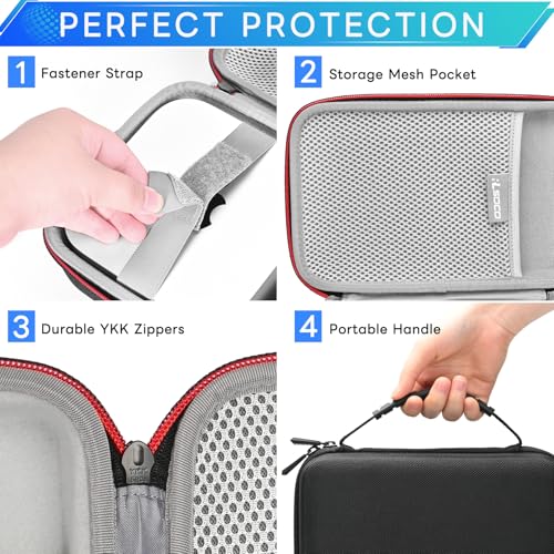 Funda portátil para Apple Mac Mini M5 (2026), M4/M4 Pro (2024) - Solo funda, fabricada en poliéster y EVA de alta densidad, con cierre de cremallera YKK y dos compartimentos miniatura 3