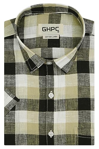 Image of GHPC 100% Cotton Checkered Half Sleeves Regular Fit Formal Shirt for Men