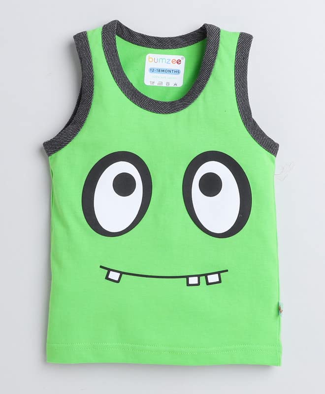 Image of BUMZEE Boys Regular Fit Sleeveless Round Neck Cotton T-Shirt Short Set