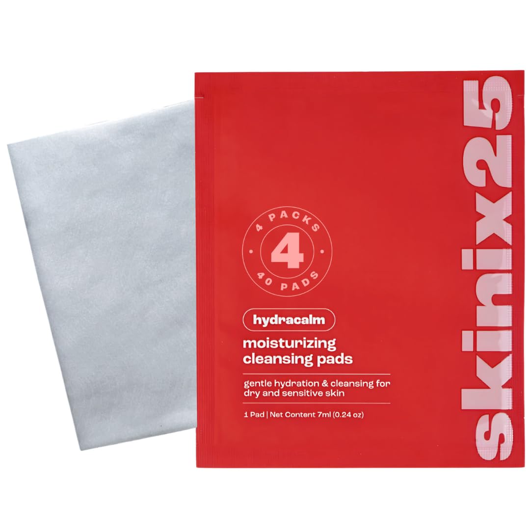 Hydracalm Facial Cleansing Pads – 40 Individually Wrapped Cotton Wipes for Sensitive & Dry Skin | On-the-Go Face Wipes for Travel, Gym & Daily Skincare