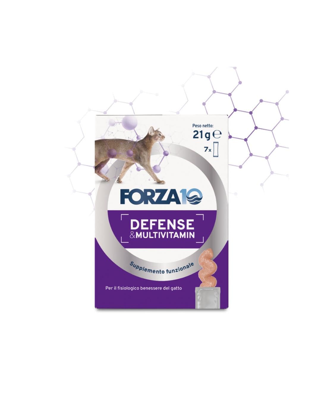 Forza 10 Gatto Defense Multivitamin Adult alimento per gatti adulti di tutte le taglie per mantenere il gatto in un perfetto stato di benessere | 1 confezione da 7 bustine
