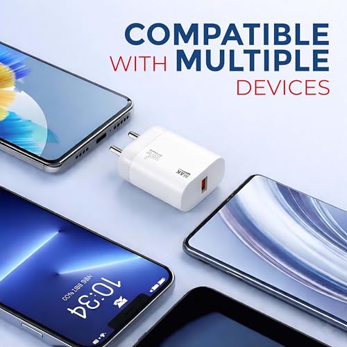 Image of MAK 18W Fast Charging USB Wall Charger 2.4A Power Adapter with USB to Type-C Cable, High-Speed Charging for All Type-C Devices, Compact & Durable Design - White