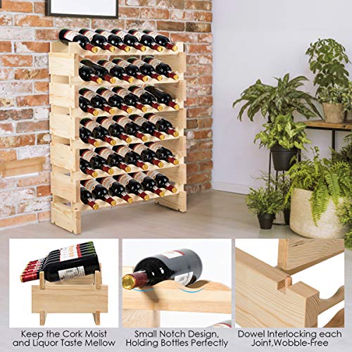 Giantex 36 Bottle Modular Wine Rack, 6 Tier Wine Display Shelves, Stackable Free Standing Wine Bottles Organizer For Bar, Cellar, Cabinet, Pantry, No Bolt Assembly, 25”Lx11”Wx33.5”H #TOP3