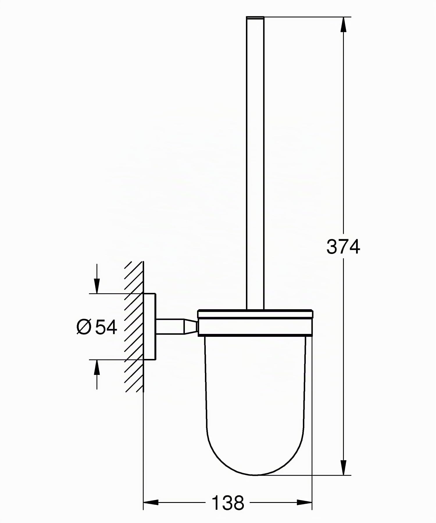 GROHE Start Cosmopolitan, Toilettenbürstenset WC ohne Bohren (Klobürste mit Halter, Wandmontage, zum Kleben oder Bohren geeignet, Kleber separat kaufen, mit Schrauben und Dübel), chrom, 41169000