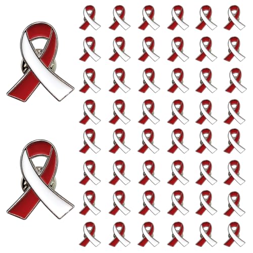 Burgundy and White Ribbon Pins Oral Head and Neck Cancer Prevention Awareness Lapel Brooches