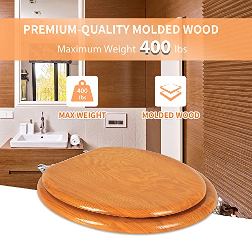 Angel Shield Durable Wood Veneer Natural Toilet Seat Metal Hinged Easy Clean Anti-scratch American Standard(Elongated,Wood Color) - Thumbnail 4