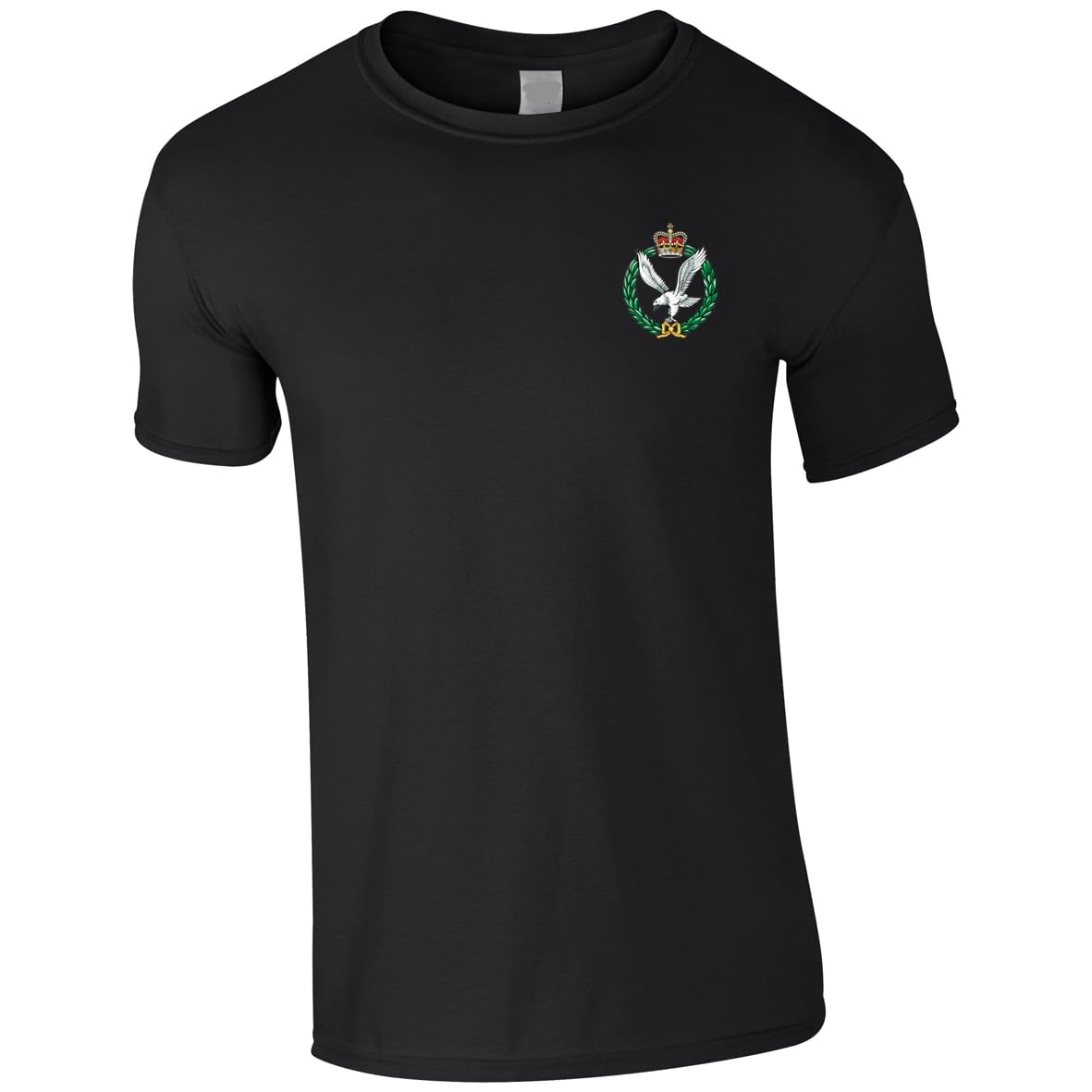 HiViz Kings Embroidered Army Air Corps Men's Tshirt British Army Insignia MOD Embroidery ** 9 Colours Available ** (UK, Alpha, XXL, Regular, Regular, Black)