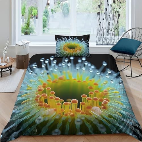 Parure de lit plante verte 135x200cm housse de couette 3D IOFEER