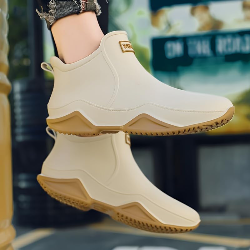 Stylish Outdoor Rain Boots, Unisex Waterproof Shoes for Fishing with Non-Slip Rubber Soles - Stylish Solid Color PVC Upper, Fabric Inner Layer and EVA Insole4