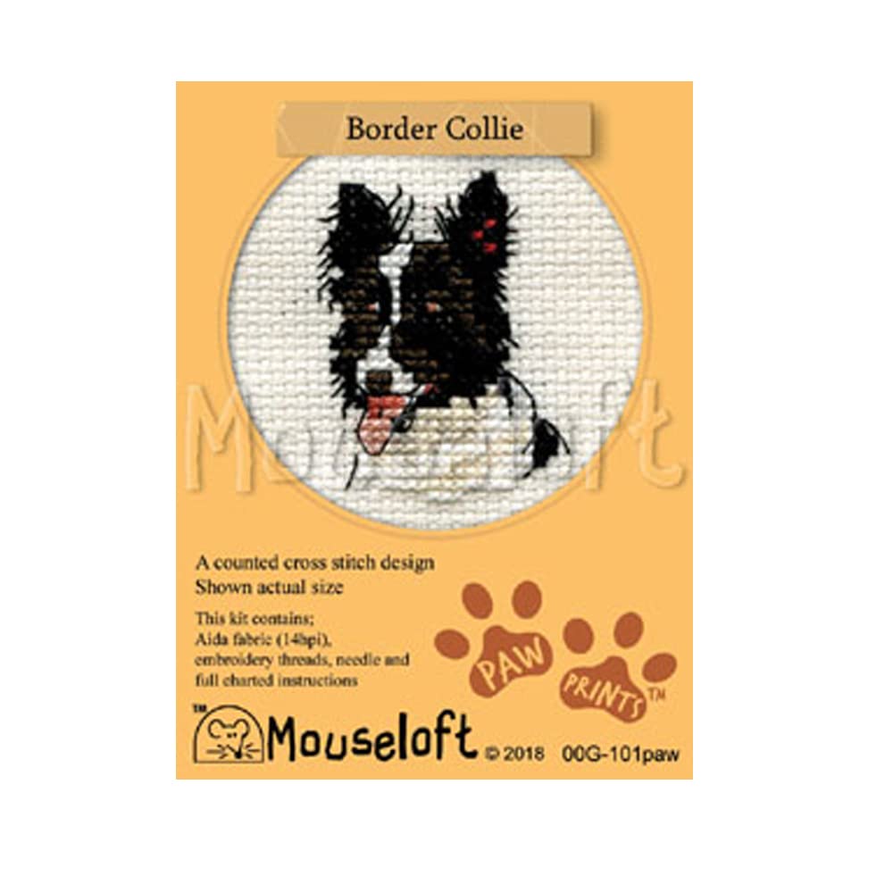 Mouseloft Mini Cross Stitch Kit - Border Collie, Paw Prints Collection