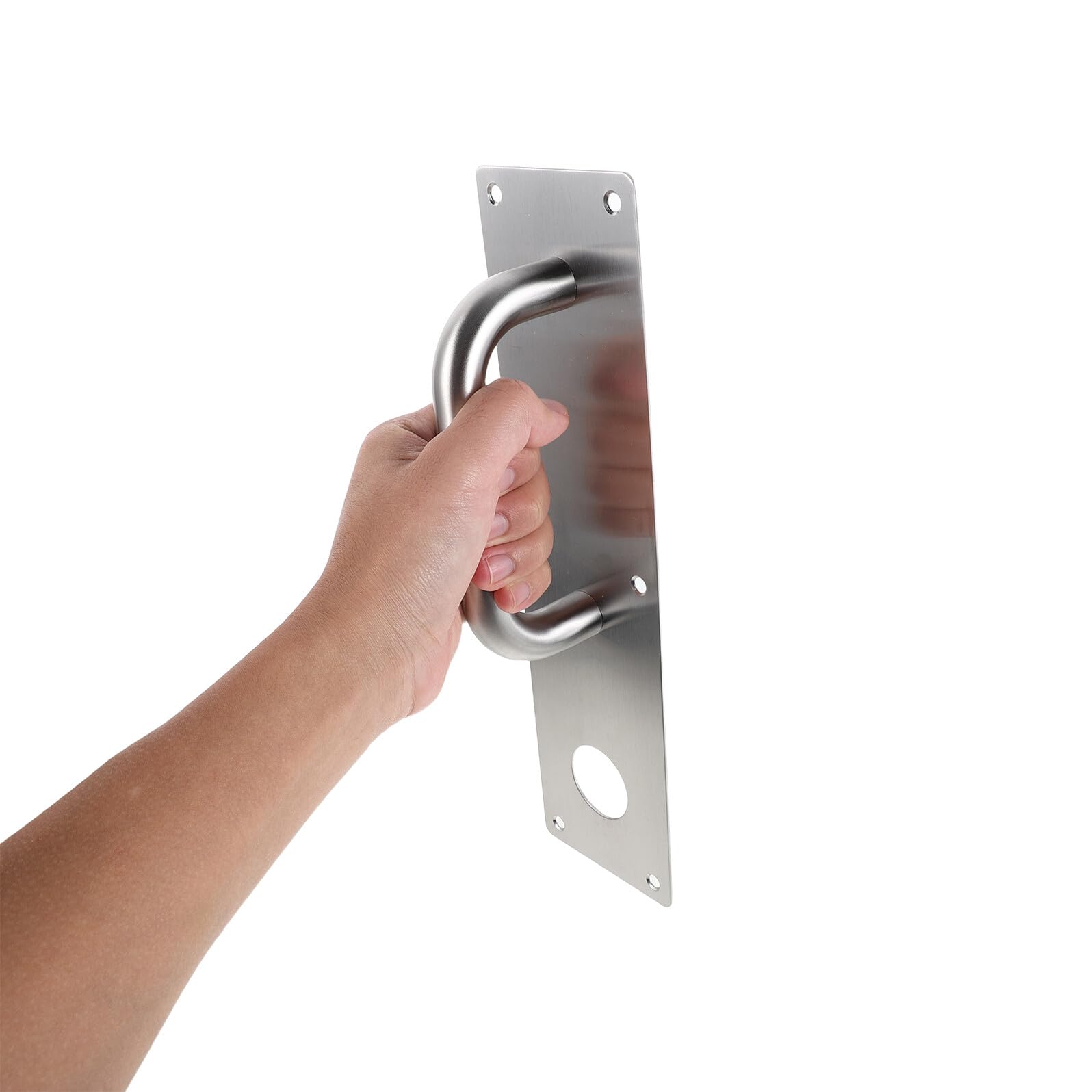Poignée de Porte 2pcs en Acier Inoxydable avec Trou de Serrure Coupe-feu