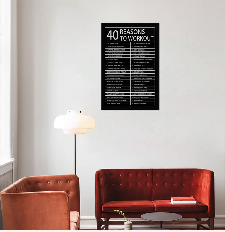 Epolkmiu motivacijska slika na platnu Zidna umjetnost Uspjeh Citat Zidna slika 40 razloga za vježbanje Inspirativni poster Pozitivna umjetnička djela Otisci Slika Moderni kućni zidni dekor Teretana Ured bez okvira 20x30