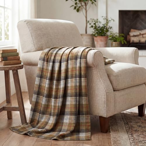 Horaldaily Red Brown Farmhouse Plaid Spring Decorative Blanket Throw Spring Summer Rustic Soft Lightweight Blanket for Couch Sofa Bed Lounging Decoration Ideal Gifts for Kids Adults Self 50x60