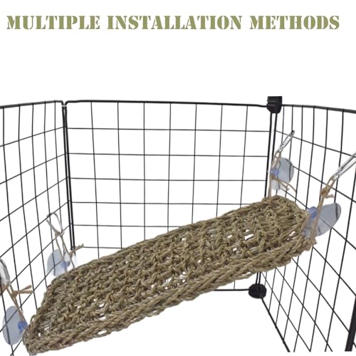Image of Bird Seagrass Mat Bearded Dragon Hammock Reptile Bridge Hermit Crab Climbing Wall Lizard Lounger Natural Seagrass Woven Net Rat Cage Accessories Hamster Ladder 15.7 inchx 6.7 inch