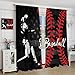 FengMingRui Baseball Curtains Boys Sports Game Window Curtains for Kids Boys Girls Bedroom Game Room Vintage American Flag Decor Blackout Window Drapes 42