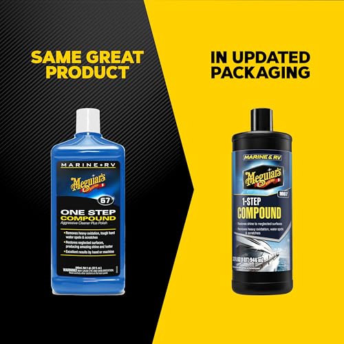 Image of Meguiar's M67 Marine /RV One-Step Compound, 32oz | Oxidation Remover,Boat Water Spot Remover, Removes Stains & Scratches,Restores Color & Shine to Fiberglass Gel Coat Finishes