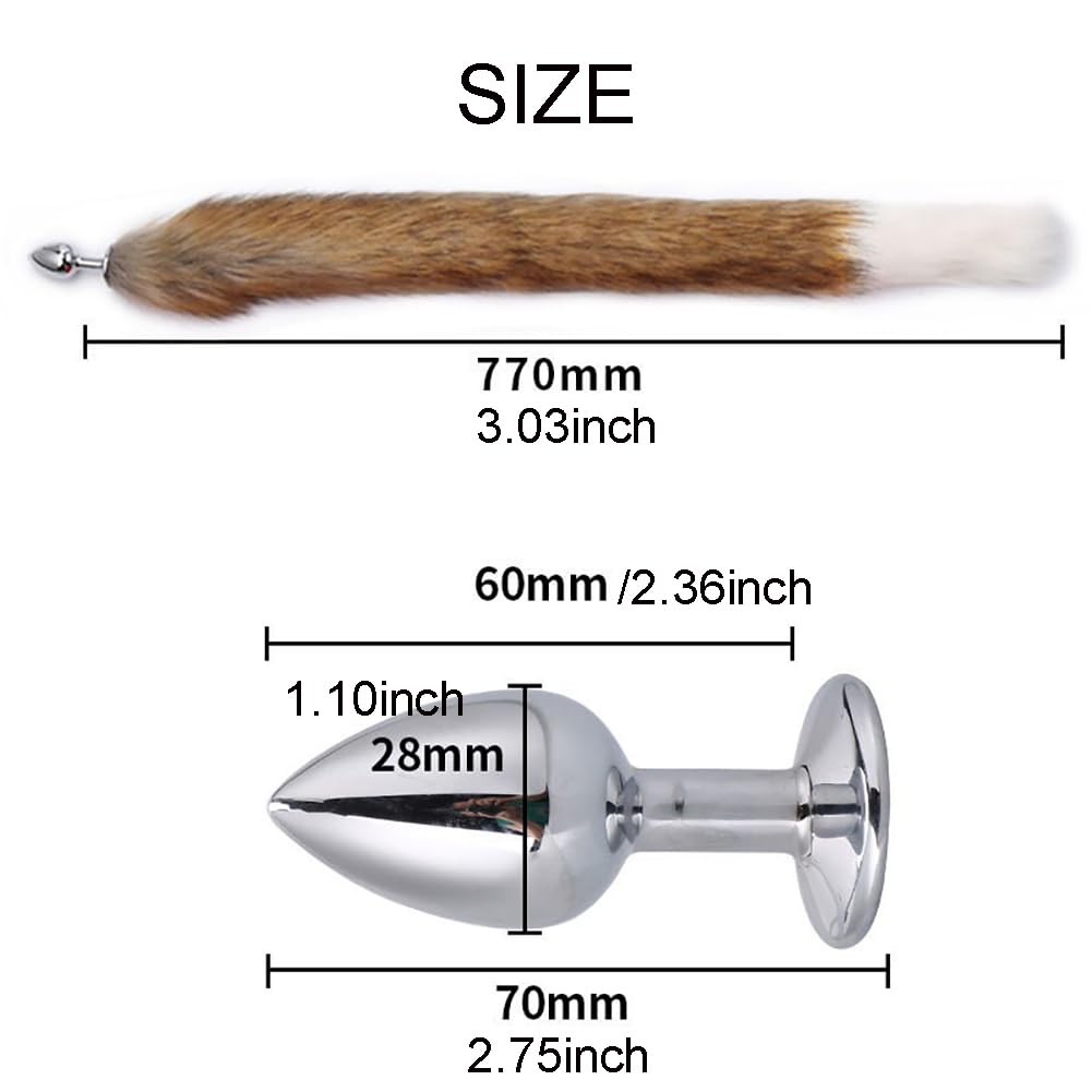 30.3 Inch Fox Animal Costume Tail Faux Fur Wolf Butt Tail Long Anal Butt Plug Fox Cat Butt Plug Furry Plush Tail Plug Valentines Day Cosplay