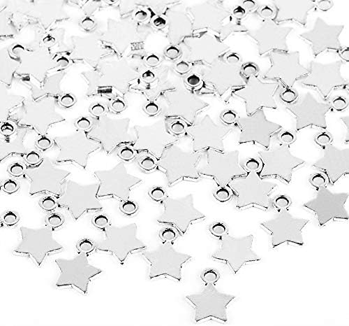 100pcs Mini Star Charms Pendants - Silver Alloy Enamel Charms For DIY Jewelry Making Earrings Bracelets Crafts 8x11mm