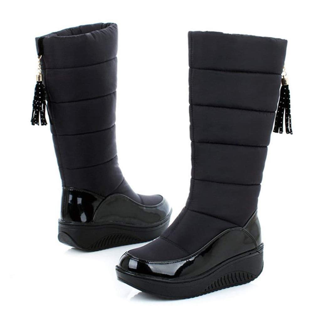 Minetom Bottes Femme Chaussures Bottines Hiver Imperméable Bottes De Neige Fourrée Chaude Bottines De Pluie Bottes Ski Winter Boots
