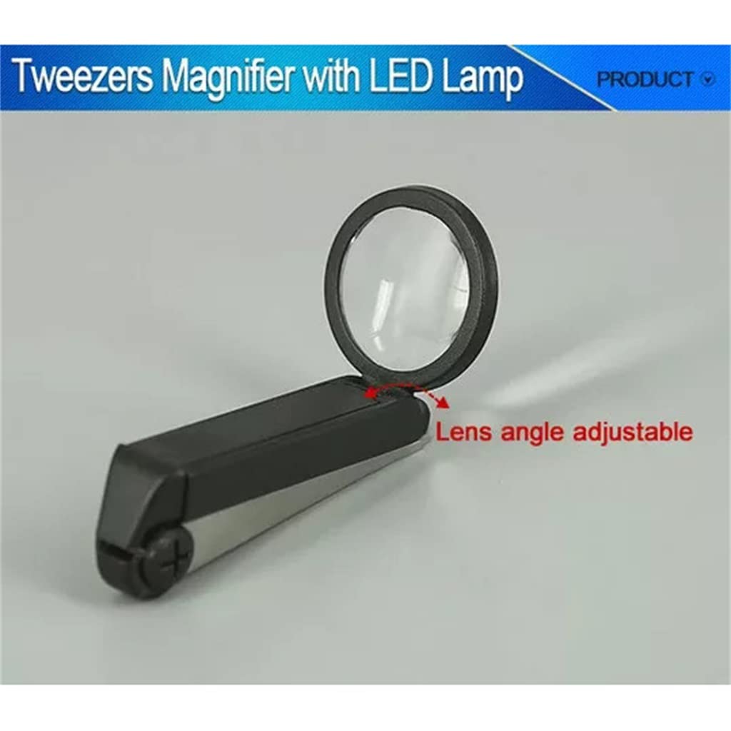 Lente d'Ingrandimento per Sopracciglia con pinzette per Sopracciglia Pieghevoli Illuminate Lente d'Ingrandimento Portatile 10x con Luce
