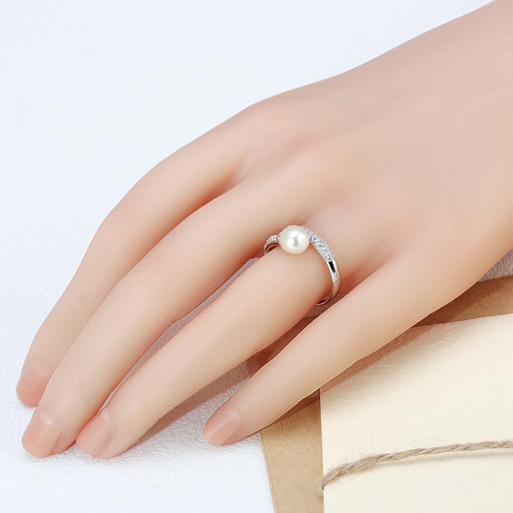 CZ Tail Design Ring Mounts with Pearl Seat for DIY Pearl Jewelry Making Sterling Silver