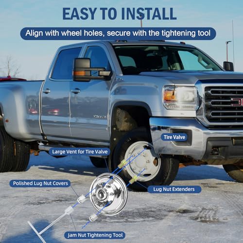 Image of hightall 17 Wheel Simulators, 17 inch 8 Lug 5 Hand Holes Stainless Steel Hubcaps,Polished Surface,Bolts On Wheel Cover Set Compatible with 2011-2025 Chevy SILVERAD0 3500 /GMC Sierra 3500 HD DRW