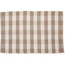 DII Buffalo Check Rug Collection, Hand Dyed Reversible Chindi Rug, 26x40, Stone/Cream