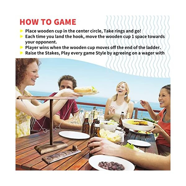 Ring Toss Game for Adults Large Size Wooden Hook and Ring Game with Shot Ladder Bundle Tabletop