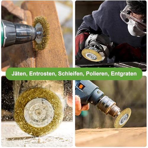 Fugenbürste Messingbürste Stahlbürste 4Stk | Kompatibel mit Gloria Multibrush und Anderen Drahtbürsten | Metallbürste Weedbrush Zubehör für Gloria Fugenreiniger Von Unkraut Moos Steinen