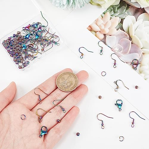 Kit de ganchos de acero inoxidable arcoíris para hacer 120 aretes creativos 4