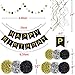 Birthday Decorations Black and Gold Birthday Decorations for Men - Happy Birthday Banner, Pom Poms Flowers, Paper Dot Garland, Hanging Swirl for Boys or All Birthday Decoration