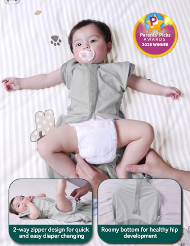 Image of BABELIO Newborn Swaddle with Zipper Sleeves Transitional Baby Sleep Swaddle 0-3 Months Soft Moisture-Wicking Sleep Sack Dark Gray