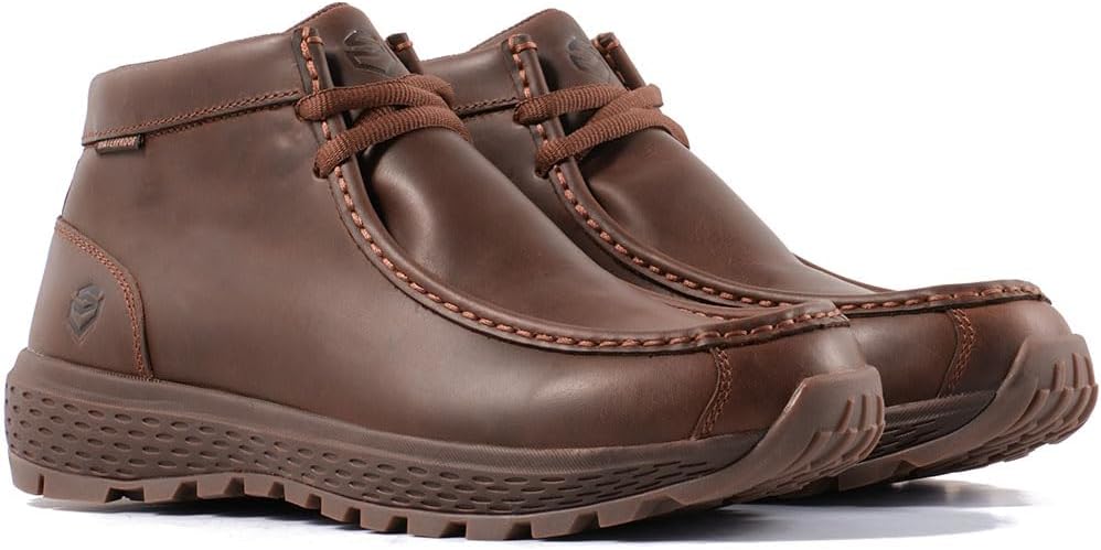 SUREWAY Men's Chukka Boots,Fashion and Comfort Driving Shoes,Lightweight Durability Leather Moc Toe Work Boots - Image 3
