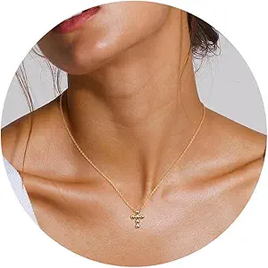 Cross Necklace for Women - Dainty Necklaces Trendy Small 14K Gold Plated Hypoallergenic Infinity Crown Cross Cubic Zirconia Pendant Box Rope Chain Necklace for Women Non Tarnish Jewelry Gift