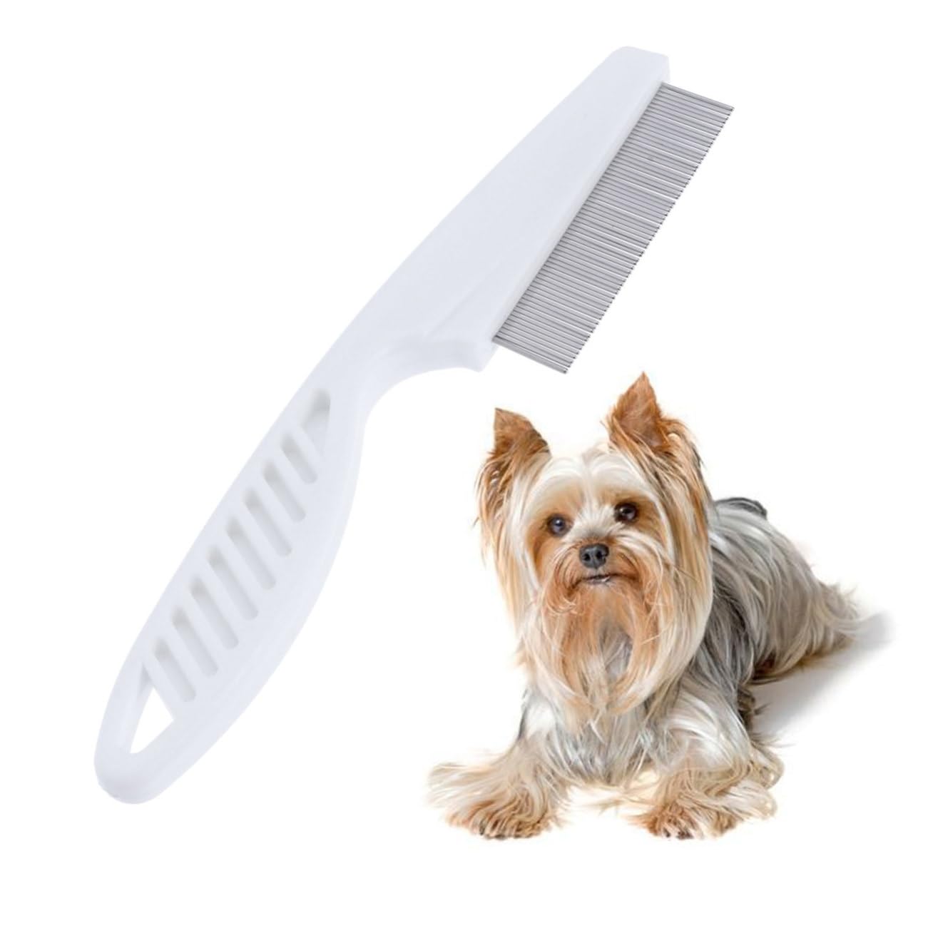 HOLIDYOYO Dog Cat Pet Comb Stainless Steel Grooming Brush Tool No Chemicals Comfortable Palm Egg Debris Removal Random Color
