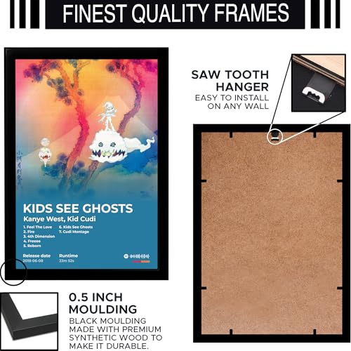 Image of BLINKART KidCudi- KIDS SEE GHOSTS Wall Photo Frames | Wall Art for Bedroom, Living Room, Studio or Office | Album Cover Print with Spotify Song Link QR Code | Gift for Fans - 8x12 In