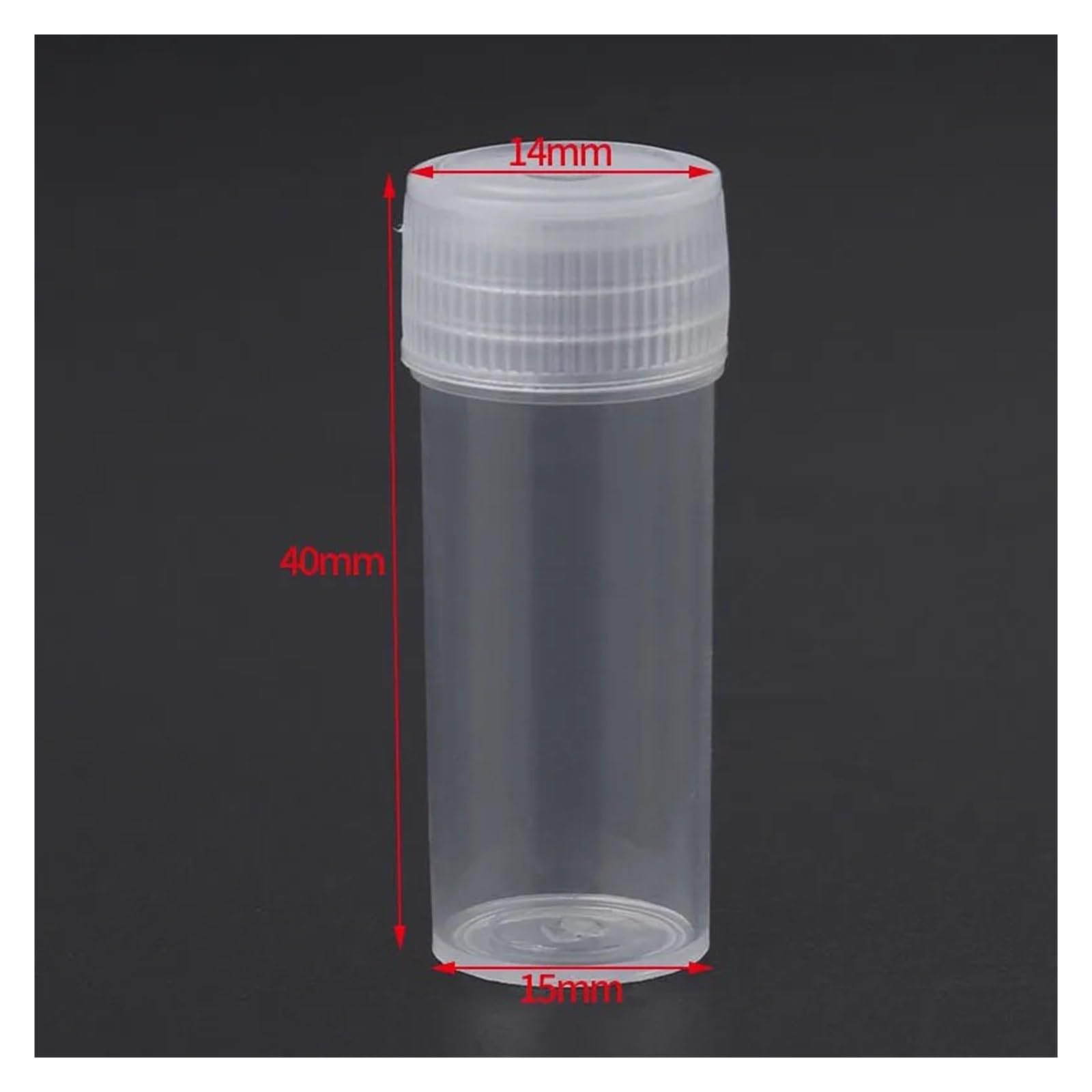100 tubos de ensayo de plástico de 5 ml, frascos de muestra for polvos, pequeños recipientes for pastillas y cápsulas con tapón de rosca.(PLASTIC_200PCS)