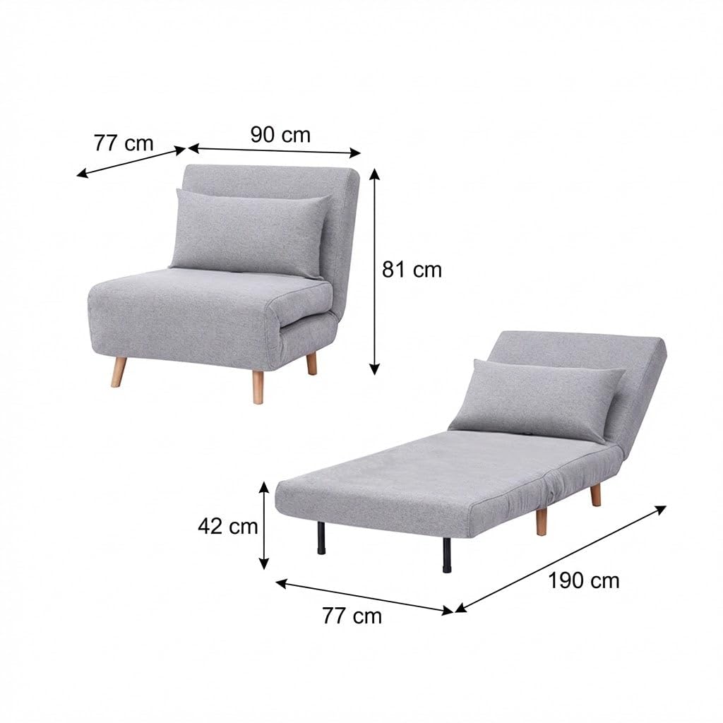 HEMAX Pouf Letto Convertibile 4 in 1, Poltrona Letto – Grigio Chiaro